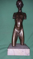 Antique beautiful solid bronze male nude sculpture on a marble plinth cm as shown in the pictures