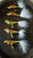 Glass bird with pinch-top, Christmas tree decoration 5 pcs.