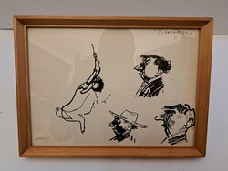Original signed Hincz Gyula ink drawing 3.