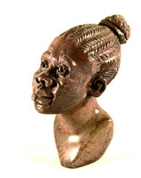South African sculptor: native woman carved stone bust
