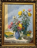József Csáki-maronyák: still life with flowers