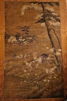 Japán Ryoki stílusában készült szövött-hímzett falikárpit