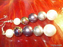 7cm long shell-pearl pearl earrings