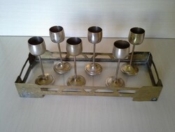 Set of silver-plated metal drinking glasses