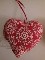 Christmas tree decoration - old - textile heart - 9 x 3 cm - German - perfect