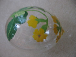 Handmade hanging blown glass egg with primrose painting for Easter and Christmas