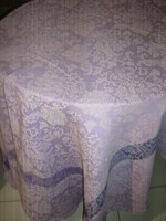 Beautiful lilac flower pattern huge woven tablecloth with round corners