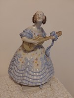 Nagy, kék ruhás Déryné, herendi porcelán szobor