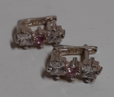 Beautiful condition hallmarked sterling silver drop earrings set with sparkling cut cubic zirconia stones