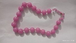 Vintage short plastic necklace, pink women's jewelry
