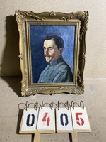 XX. század eleji férfi portré, olaj, vászon, 35 x 45 cm-es.