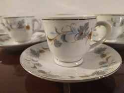 Silver-bordered, floral mocha, coffee set