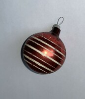 Old striped glass sphere Christmas tree ornament