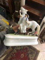 Herend foal porcelain horse horse brake rider, 20 cm