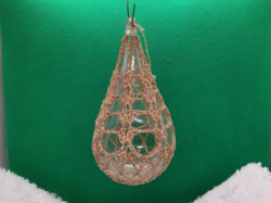 A pair of drop-shaped Christmas tree ornaments