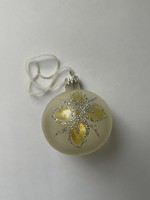 Transparent milk glass sphere Christmas ornament with yellow flower