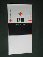 Tobacco cigarette label, caro cigarette, Hungarian tobacco factory