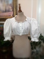 Hammerschmid 40-42 trachten blouse white tyrolean wear baggy sleeve bavarian shirt mother of pearl buttons