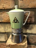 Tetszetős zöld színű porcelán kiöntőjű kotyogó kávéfőző