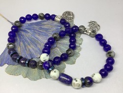 Unique unisex mineral bracelets in blue/pair