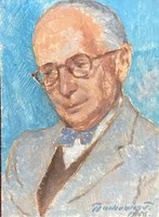 Tibor Gyurkovics portrait of a man with glasses from 1956.