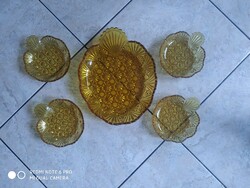 Crystal glass set 4+1 fish-shaped flawless