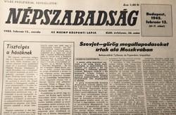 1988 november 25  /  NÉPSZABADSÁG  /  Ajándékba :-) Eredeti újság Ssz.:  19859
