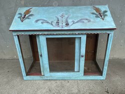 Antique tulip folk hand-painted vintage wall teak with display case! Now Saturday delivery!