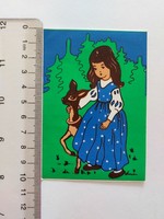 Retro sticker with a little girl's deer
