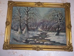 Téli erdő - olaj, vászon 50x70 cm plusz keret