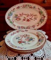 Antique faience Sarreguemines tableware pieces - patterned with decor