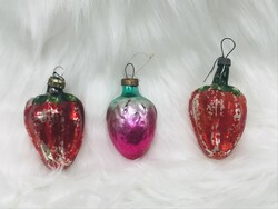 Retro glass Christmas tree decoration, peppers, strawberries