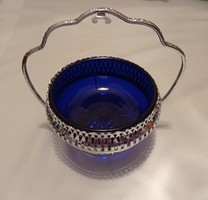 Queen anne silver plated English glass tray