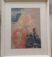 (K) Palkó József képcsarnokos képe 42x52 cm kerettel. Színezett rézkarc?