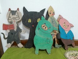Retro fairy tale figures for puppetry / 5 pcs /, made of wood fiber