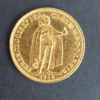 József Ferencz gold 10 crowns 3.3875 g 1910!