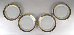 1P638 retro gold-bordered plain porcelain cake plate set of 4 pieces