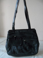 Black faux leather women's shoulder bag + wallet