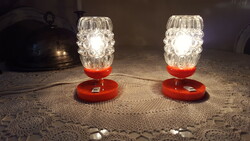 Mid century table and night lamps with bubble glass