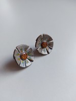 Ana plug-in leather earrings-silver