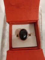 Large silver ring with onyx stones