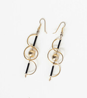 Special retro earrings with a pair of metal pearls