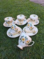English floral tea set of 5 and cream pouring porcelain tea cups