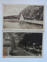 Két régi képeslap együtt: Balatonalmádi-fürdő, Parti sétány