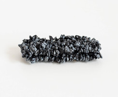 Multi-row snowflake obsidian bracelet - mineral semi-precious stone jewelry