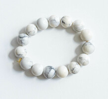 Howlit pearl bracelet (12mm!) - Mineral semi-precious stone jewelry