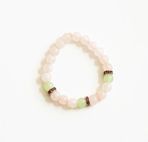 Rose quartz pearl bracelet - mineral semi-precious stone jewelry