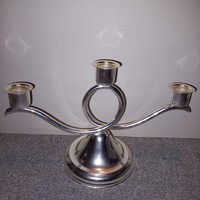 3-branched, metal, table candle holder.