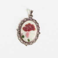 Special vintage pendant with a piece of antique Zsolnay porcelain