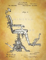 Régi fogorvosi szék 1879 orvosi műszerek, eszközök szabadalmi rajzainak nyomatai, fogászat